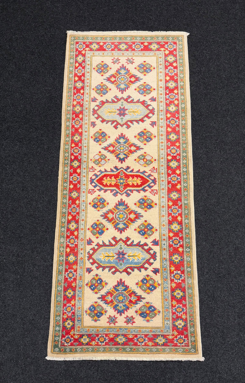 Handknuten Kazak‑matta — 168 × 68 cm