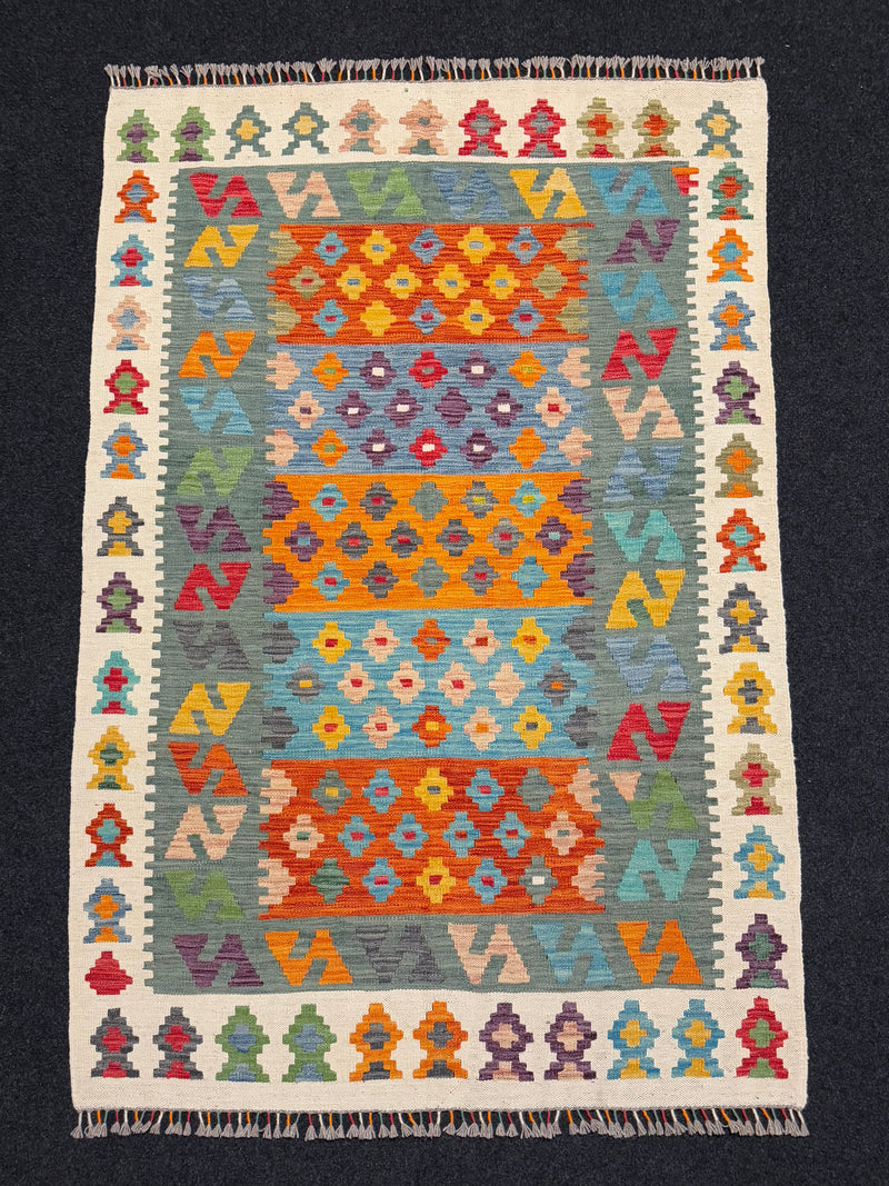 Handvävd Ull kelimmatta - 185 x 122 cm