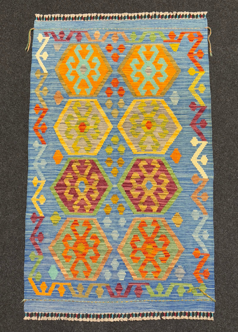 Handvävd Ull kelimmatta - 136 x 84 cm