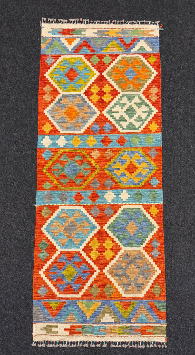 Handvävd Ull kelimmatta - 198 x 77 cm