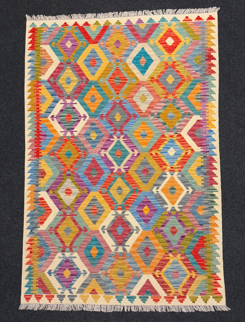 Handvävd Ull kelimmatta - 189 x 127 cm