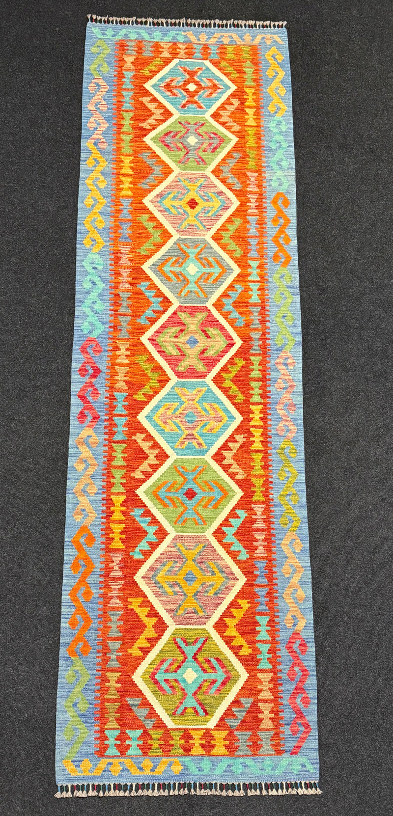 Handvävd Ull kelimmatta - 294 x 82 cm