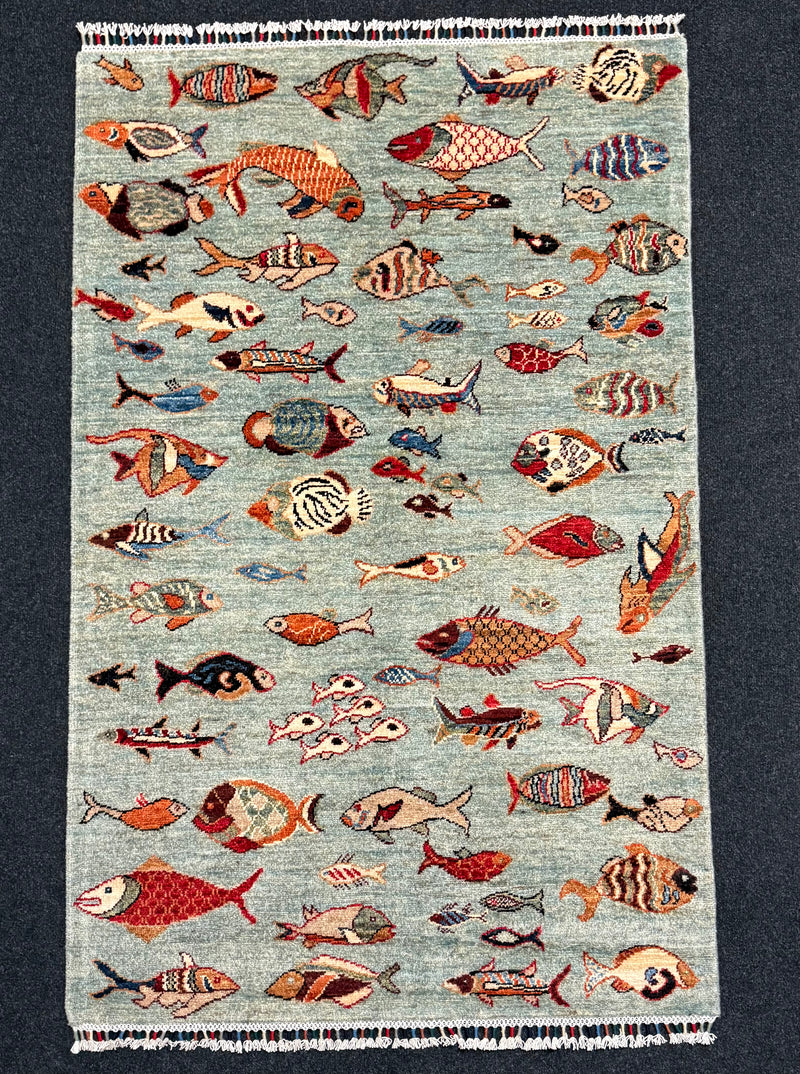 Fine Ziegler Figural Handknuten Matta — 151 × 97 cm