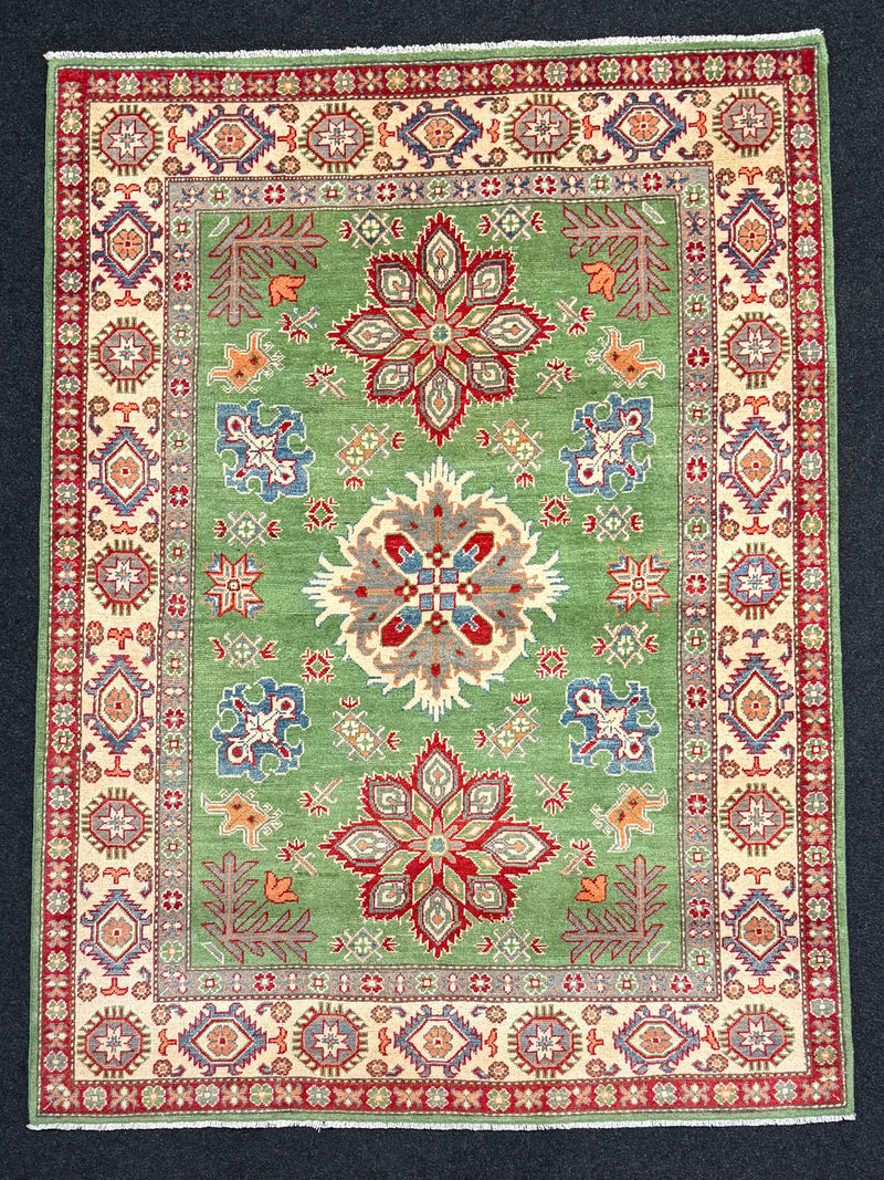 Handknuten Kazak‑matta — 201 × 149 cm