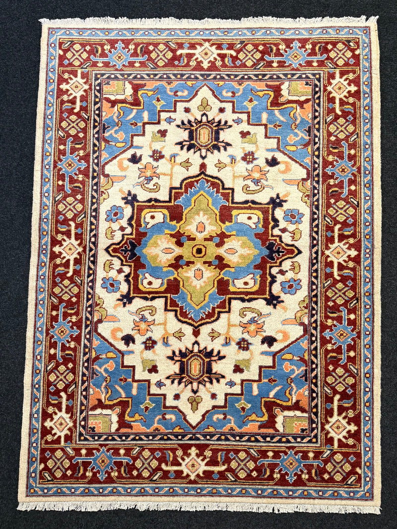 Handknuten Kazak‑matta — 198 × 153 cm