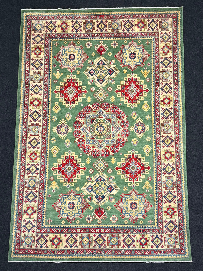 Handknuten Kazak‑matta — 296 × 194 cm