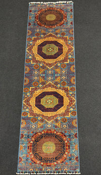 Handknuten fine Mamlook‑matta — 293 × 82 cm