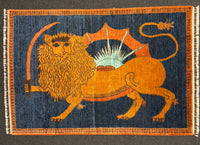 Handknuten Gabbeh‑matta med designen “Figural" — 144 × 99 cm