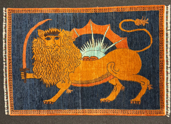 Handknuten Gabbeh‑matta med designen “Figural