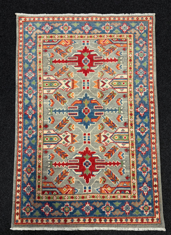 Handknuten Kazak‑matta — 125 × 82 cm