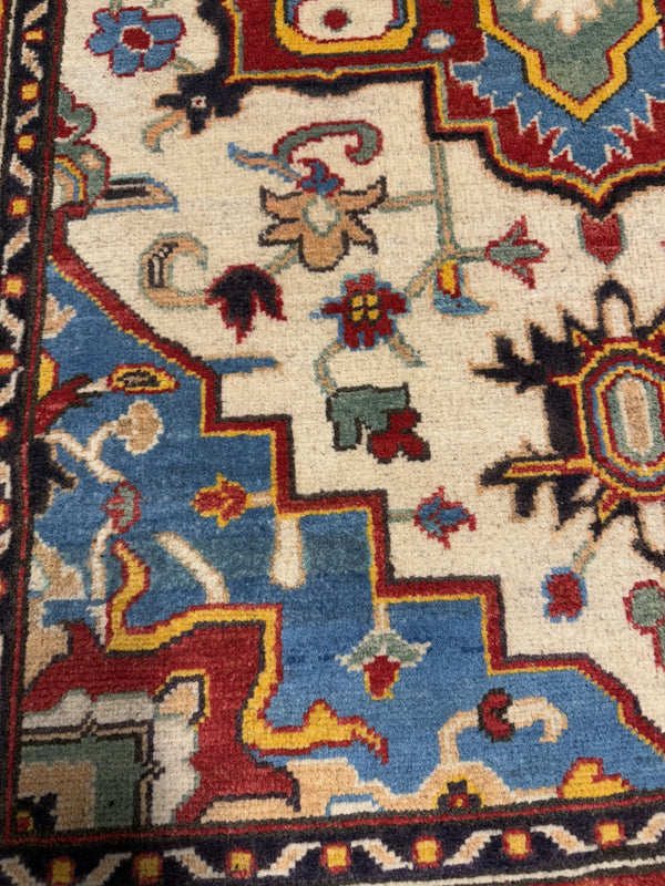 Handknuten Kazak‑matta — 180 × 124 cm