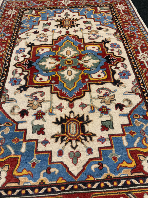 Handknuten Kazak‑matta — 180 × 124 cm