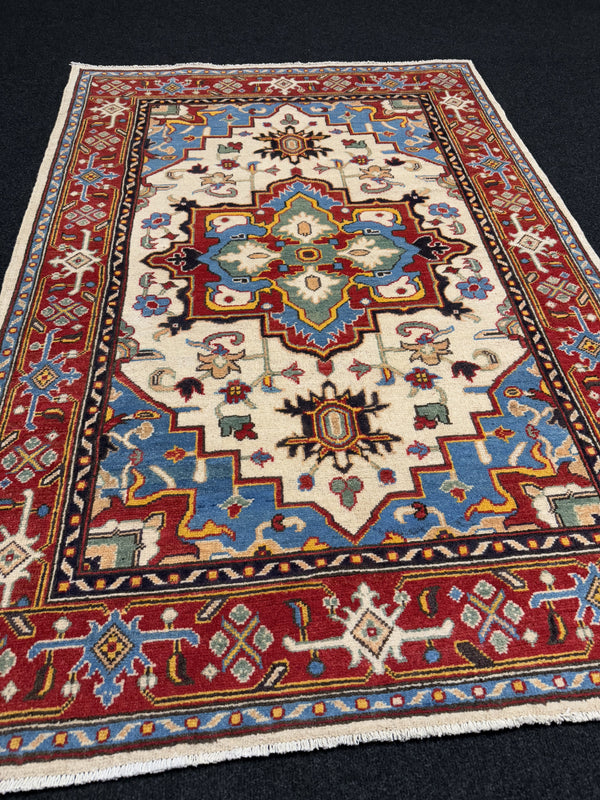 Handknuten Kazak‑matta — 180 × 124 cm