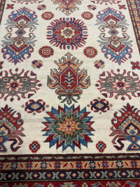 Handknuten Kazak‑matta — 199 × 146 cm