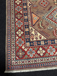 Handknuten Kazak‑matta — 185 × 122 cm