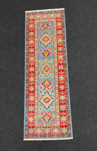 Handknuten Kazak‑matta — 176 × 57 cm