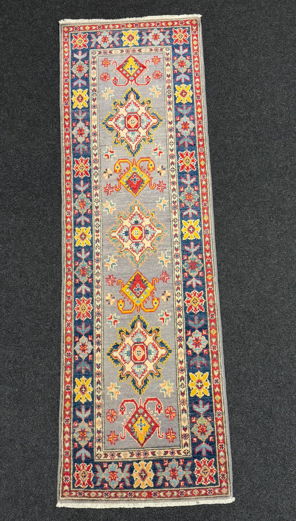 Handknuten Kazak‑matta — 195 × 60 cm