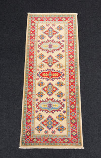 Handknuten Kazak‑matta — 168 × 68 cm