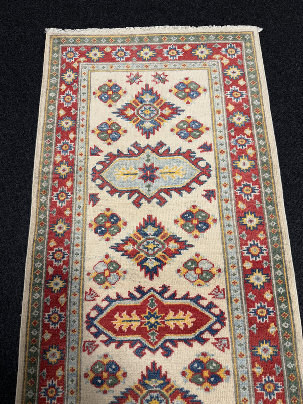 Handknuten Kazak‑matta — 168 × 68 cm