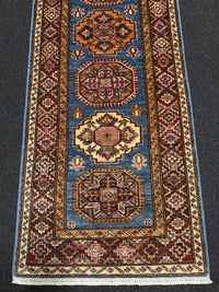 Handknuten fine Kazak‑matta — 188× 55 cm