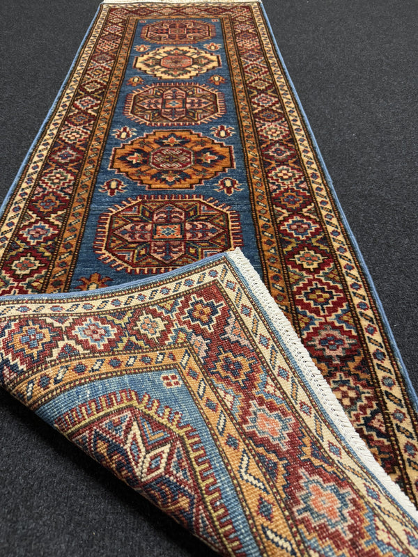 Handknuten fine Kazak‑matta — 188× 55 cm
