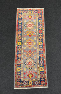 Handknuten Kazak‑matta — 174 × 64 cm