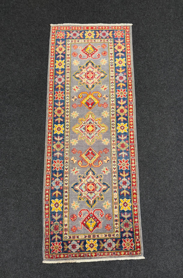 Handknuten Kazak‑matta — 174 × 64 cm