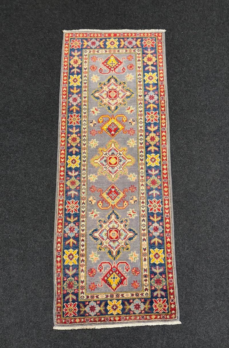 Handknuten Kazak‑matta — 174 × 64 cm