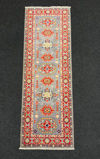 Handknuten Kazak‑matta — 176 × 59 cm