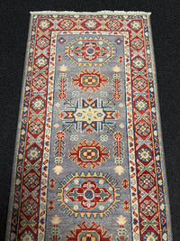 Handknuten Kazak‑matta — 176 × 59 cm