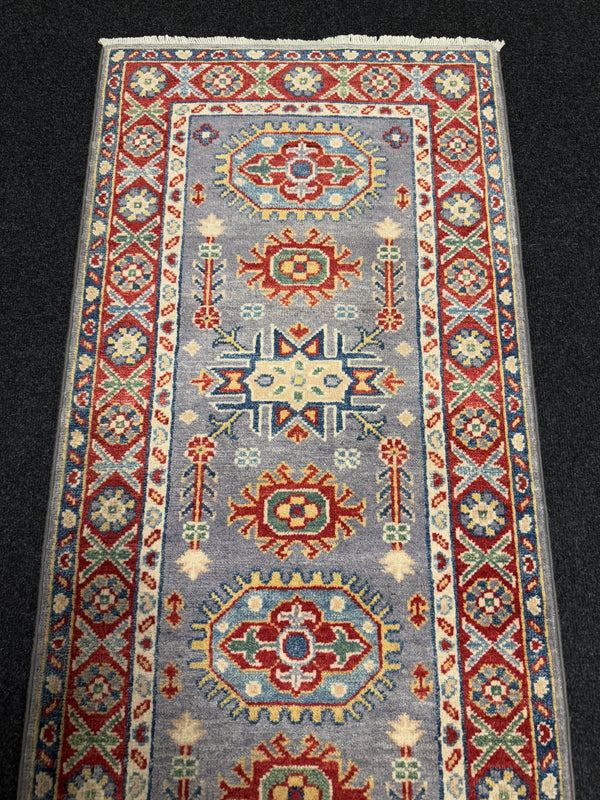 Handknuten Kazak‑matta — 176 × 59 cm