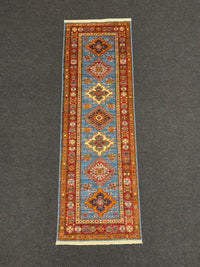 Handknuten fine Kazak‑matta — 175 × 58 cm