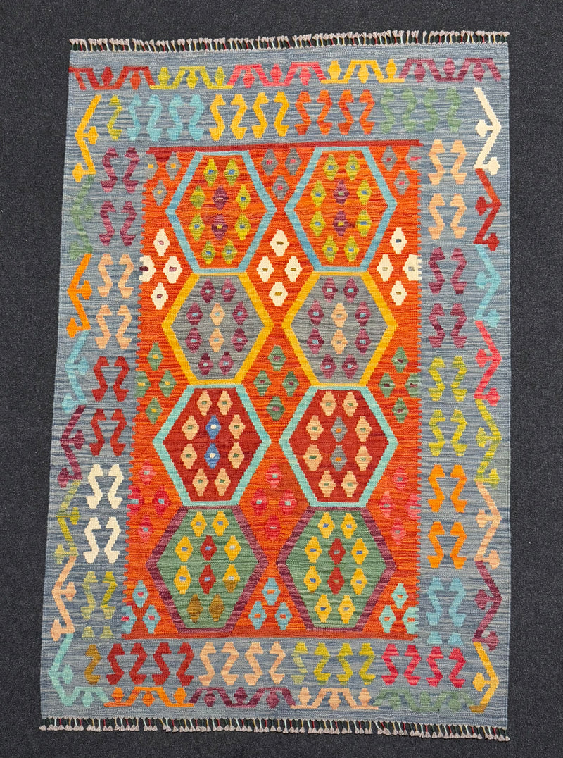 Handvävd Ull kelimmatta - 194 x 130 cm