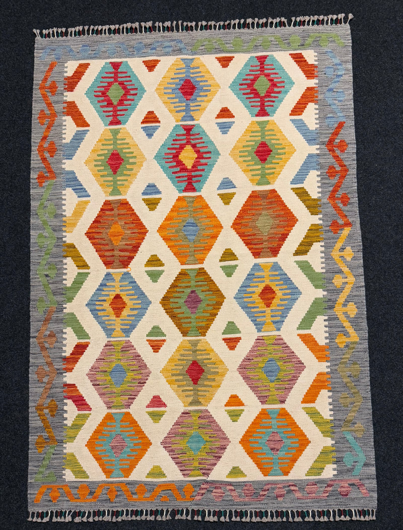 Handvävd Ull kelimmatta - 185 x 124 cm