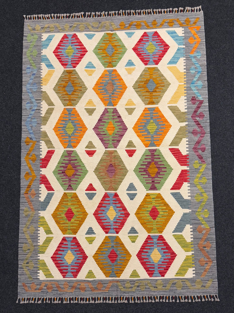 Handvävd Ull kelimmatta - 186 x 123 cm