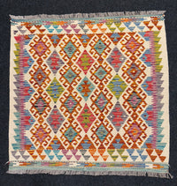 Handvävd Ull kelimmatta - 100 x 102 cm