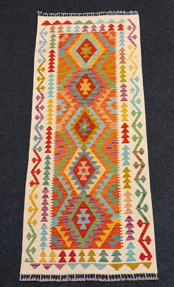 Handvävd Ull kelimmatta - 194 x 80 cm