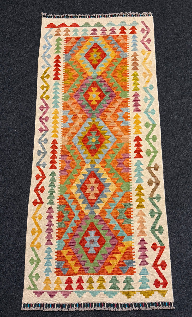 Handvävd Ull kelimmatta - 194 x 80 cm