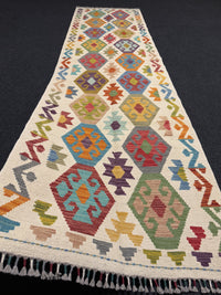Handvävd Ull kelimmatta - 297 x 81 cm