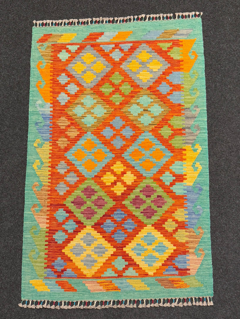 Handvävd Ull kelimmatta - 124 x 79 cm