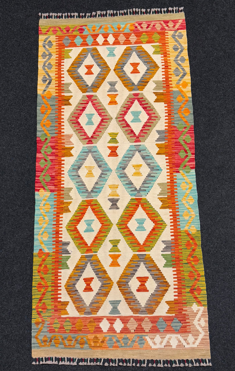 Handvävd Ull kelimmatta - 197 x 87 cm