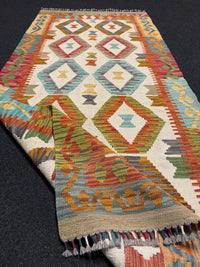 Handvävd Ull kelimmatta - 197 x 87 cm