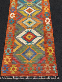 Handvävd Ull kelimmatta - 305 x 78 cm