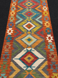 Handvävd Ull kelimmatta - 305 x 78 cm