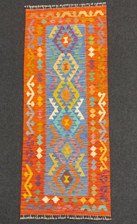 Handvävd Ull kelimmatta - 199 x 79 cm