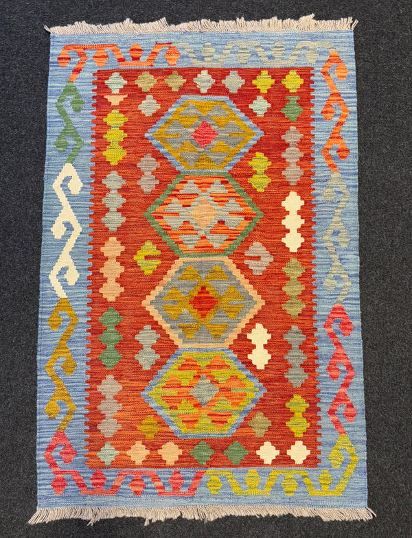 Handvävd Ull kelimmatta - 126 x 83 cm