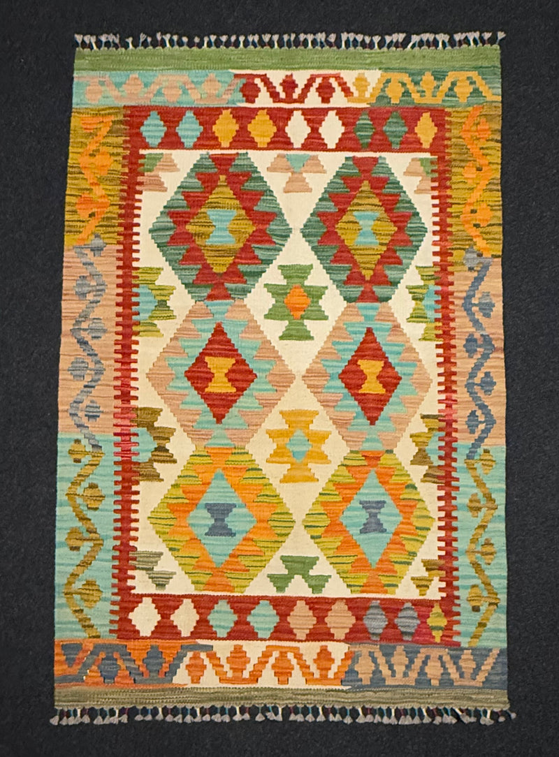 Handvävd Ull kelimmatta - 129 x 86 cm