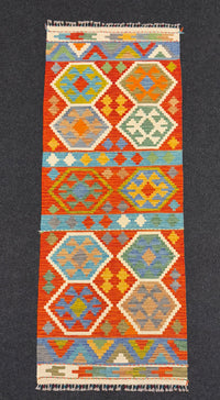 Handvävd Ull kelimmatta - 198 x 77 cm