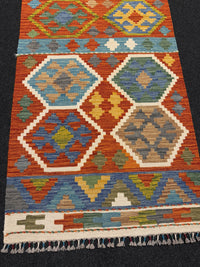 Handvävd Ull kelimmatta - 198 x 77 cm