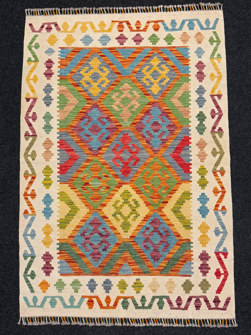 Handvävd Ull kelimmatta - 150 x 102 cm